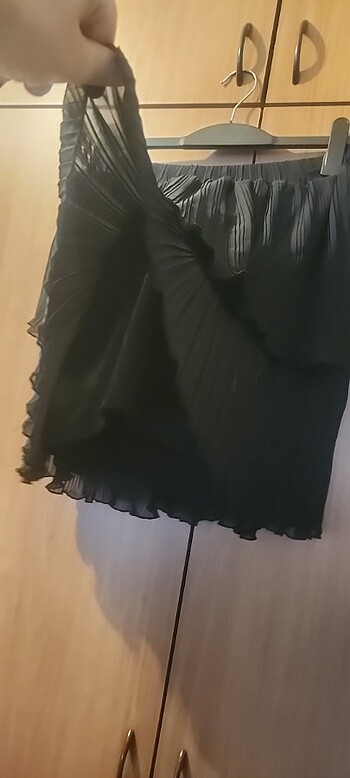m Beden siyah Renk Vintage katlı etek plaj yazlık uygun
