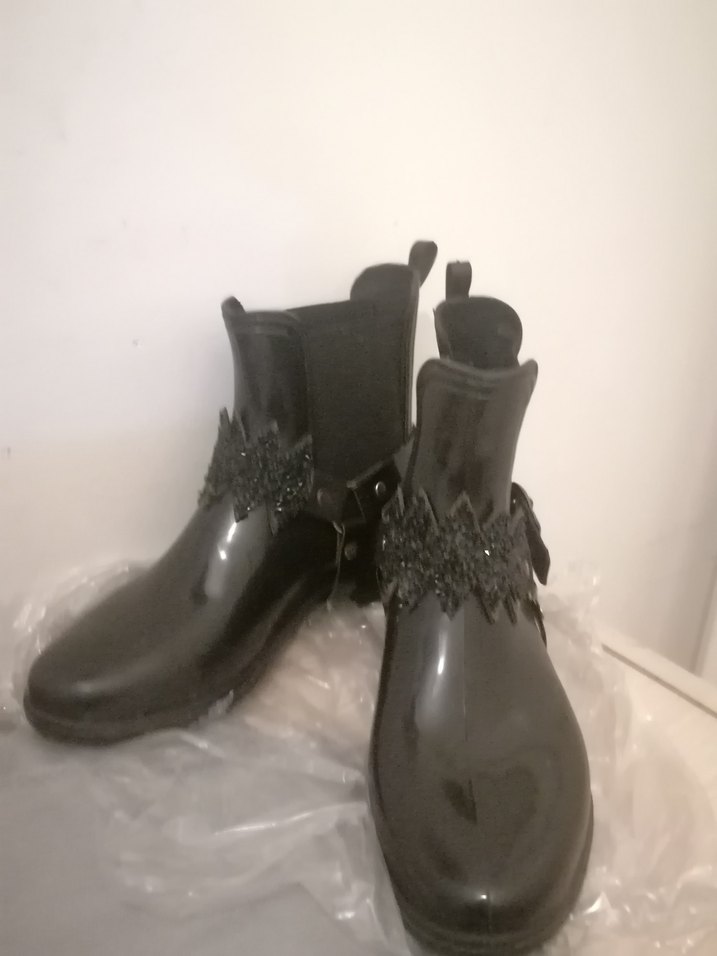 Siyah Rugan Goth Yüksek Topuklu Tokalı Bot - Görsel 2