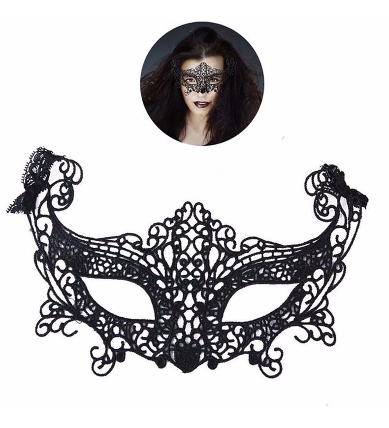 Siyah Dantel Kadın Maskesi - Görsel 2