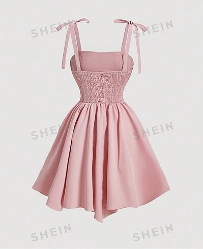 Sheinside Bağcık detaylı pembiş elbise