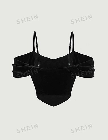 Sheinside Kadife kumaş askılı mini üst