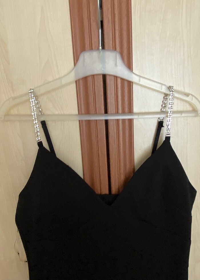 pırlanta taş detaylı uzun elbise - Görsel 2