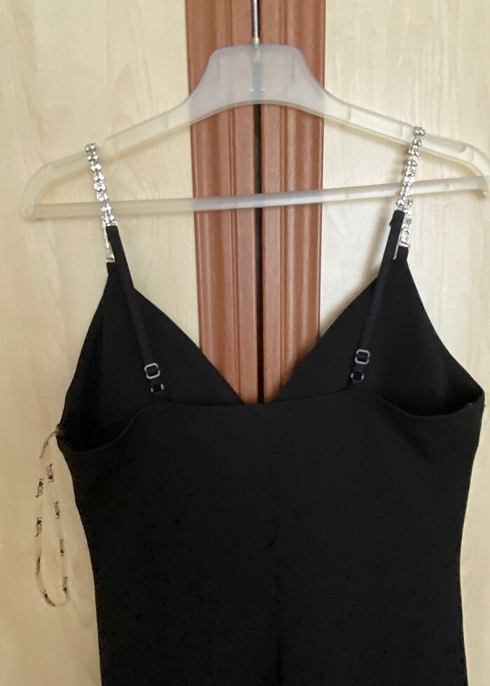 pırlanta taş detaylı uzun elbise - Görsel 3