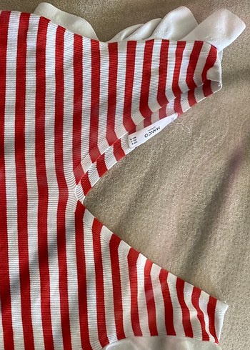 Kırmızı Çizgili V Yaka Bluz - Görsel 3