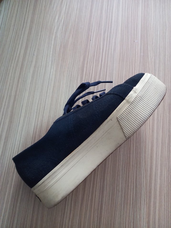 superga suet lacivert kalin taban spor ayakkabi - Görsel 2