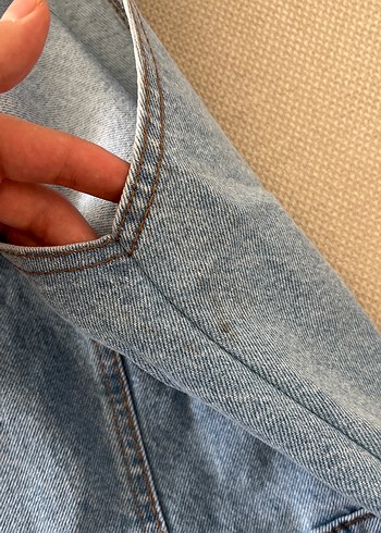 xs Beden Mavi Pastel Denim Kadın Kısa Askılı Tulum
