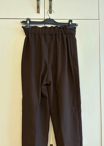 Kemerli Kadın Kahverengi Kumaş Pantolon - Görsel 2