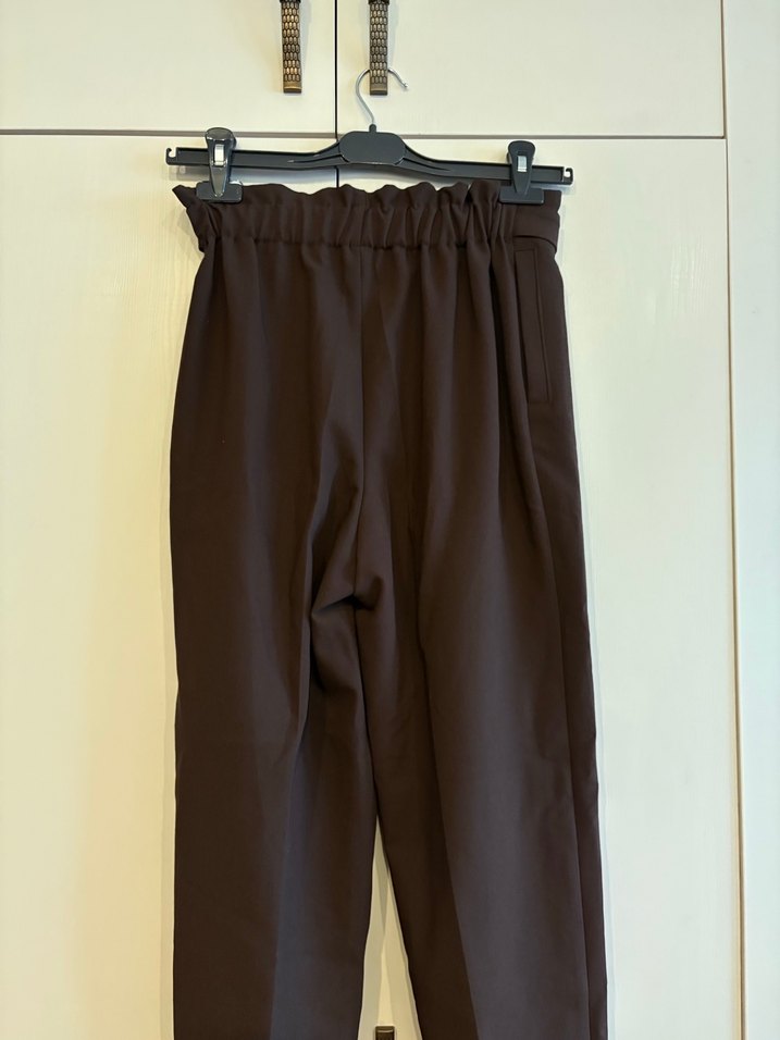 Kemerli Kadın Kahverengi Kumaş Pantolon - Görsel 2