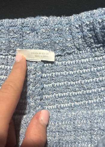 Zara Düğmeli Gri Mini Örgü Şort