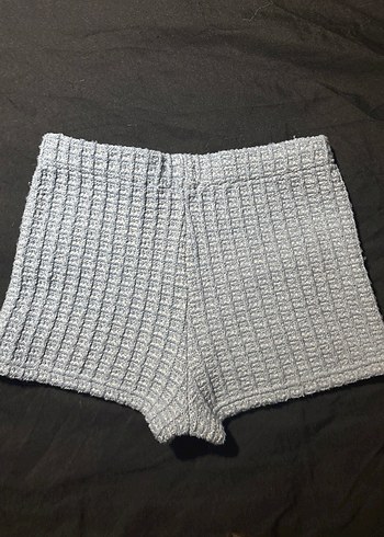 Gri Örgü Mini Kadın Şort - Görsel 3