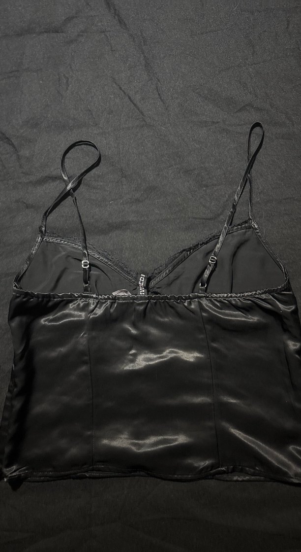 Siyah Saten Askılı Gotik Büstiyer - Görsel 3