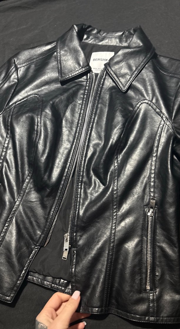 Siyah Deri Kadın Ceket, Fermuarlı, Rock Punk - Görsel 2