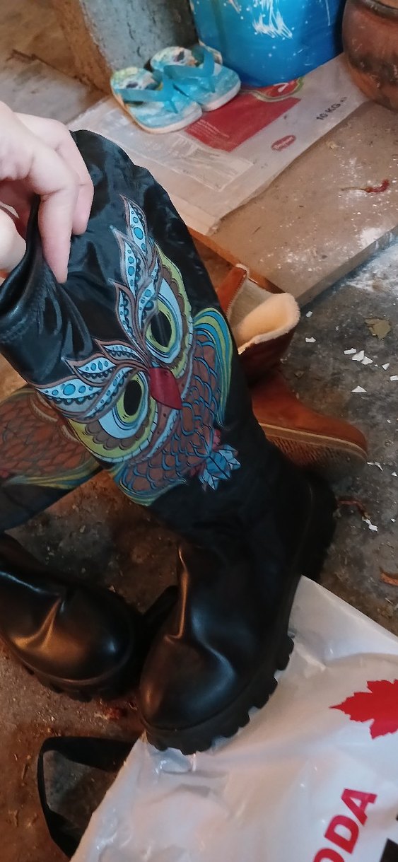 Renkli Baskılı Deri Biker Çizme - Görsel 4