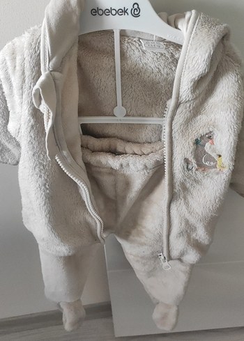 Bej Kürklü Nakışlı Bebek Tulumu - Görsel 2