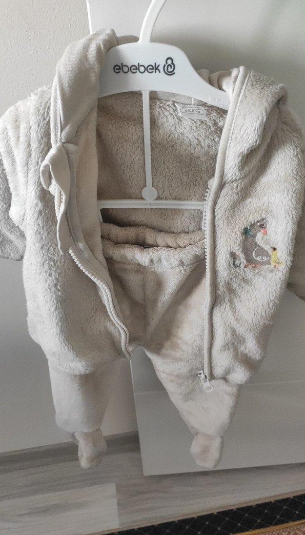 Bej Kürklü Nakışlı Bebek Tulumu - Görsel 2