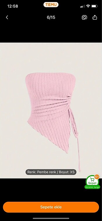 Shein straplez bluz pembe