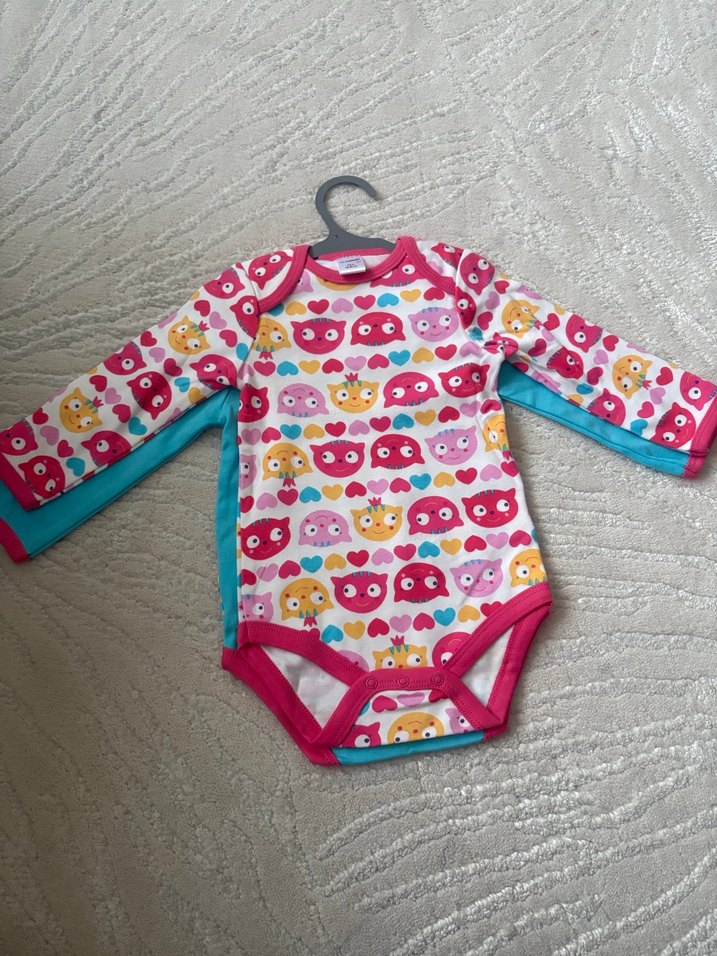 Uzun Kollu Renkli Baskılı Örme Bebek Body - Görsel 2