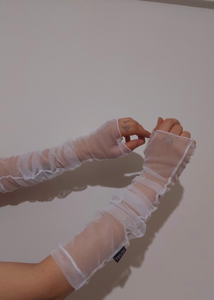 Beyaz Tül Eldiven Tül Kolluk  - Görsel 3