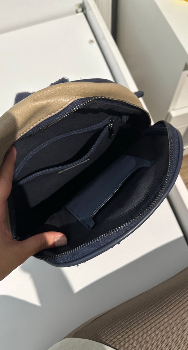 Kadın Koyu Mavi Süet Sırt Çantası - Görsel 4