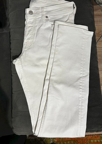 Beyaz Regular Fit Denim Erkek Kot Pantolon - Görsel 2