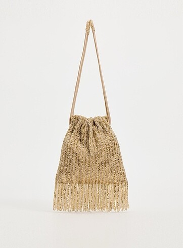Zara boncuklu gold canta