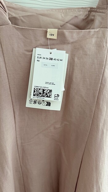 m Beden pembe Renk H&m keten elbise