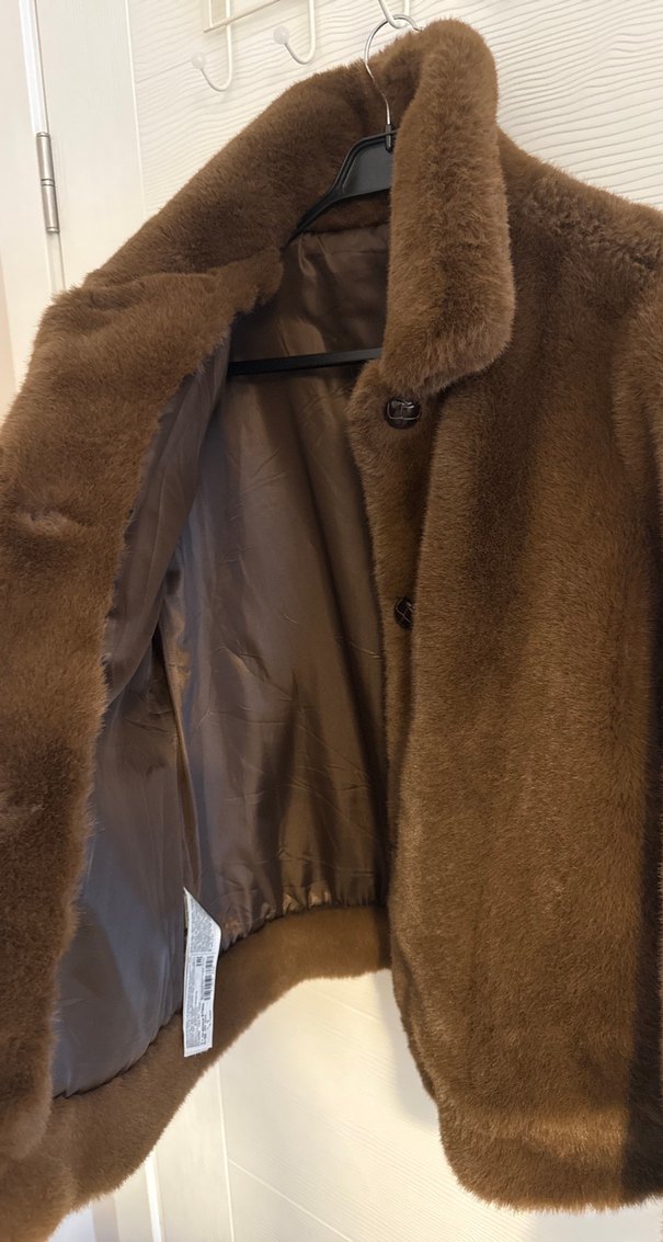 Mango suni kürk ceket - Görsel 5