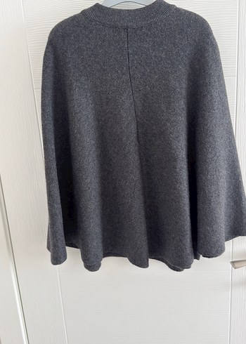 Zara Düğmeli Gri Kadın pelerin - Görsel 6