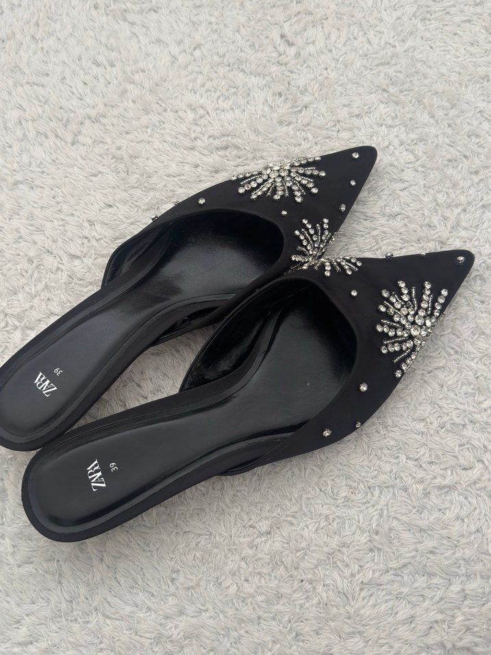 Siyah Payetli Stiletto Kadın Abiye Ayakkabı - Görsel 3