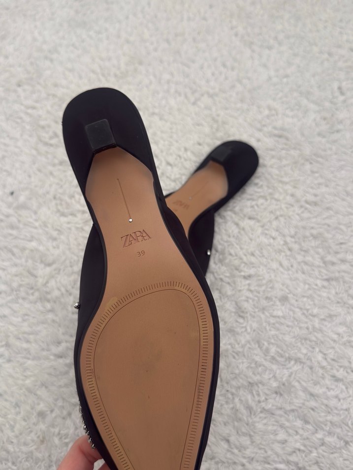 Siyah Payetli Stiletto Kadın Abiye Ayakkabı - Görsel 2