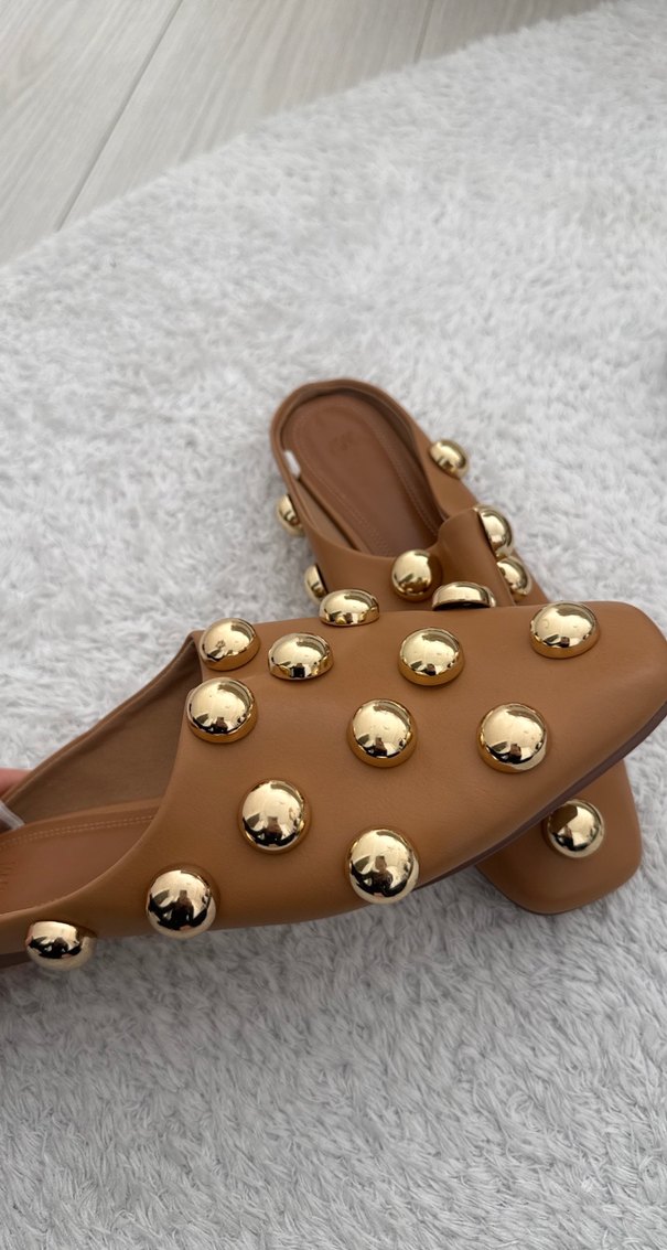 Bej İşlemeli Kadın Deri Terlik - Görsel 2