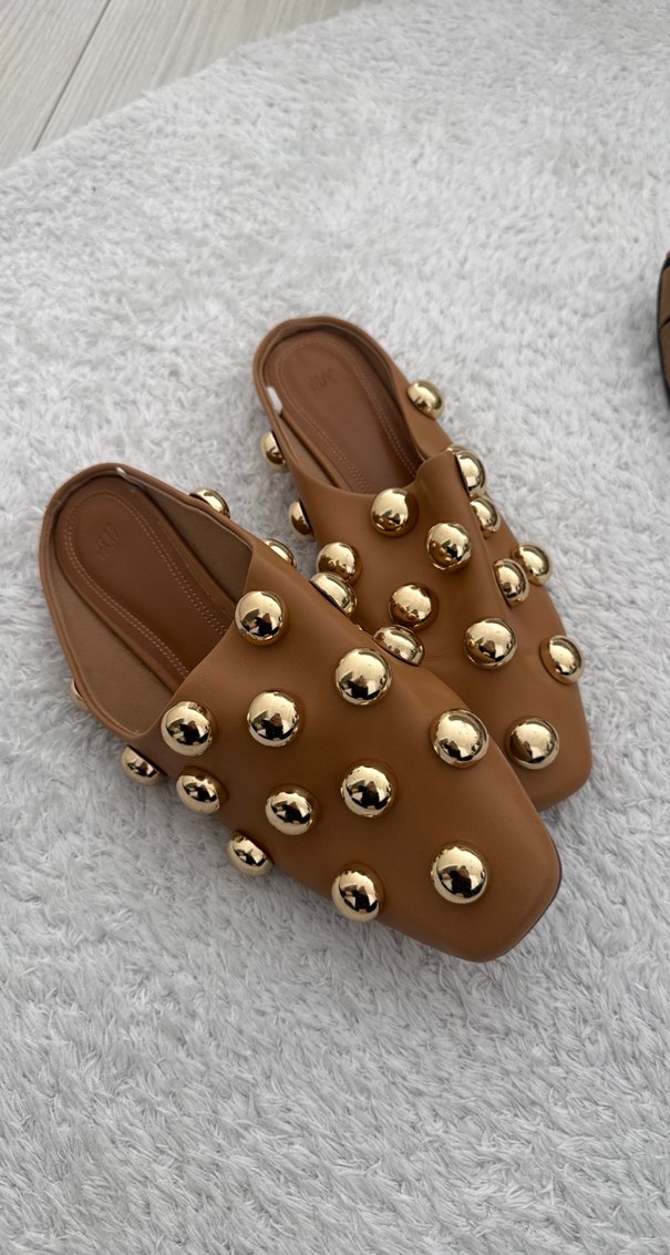 Bej İşlemeli Kadın Deri Terlik - Görsel 4