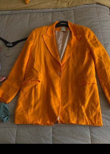 Zara Canli Turuncu Tek Dugmeli Blazer Ceket