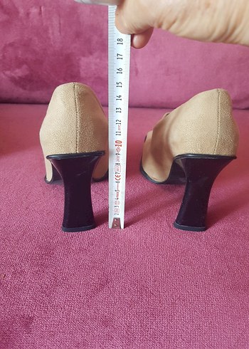 Bej Süet Kadın Klasik Topuklu Ayakkabı - Görsel 2