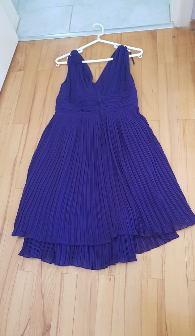 Mavi Piliseli Midi Straplez Abiye Elbise - Görsel 2