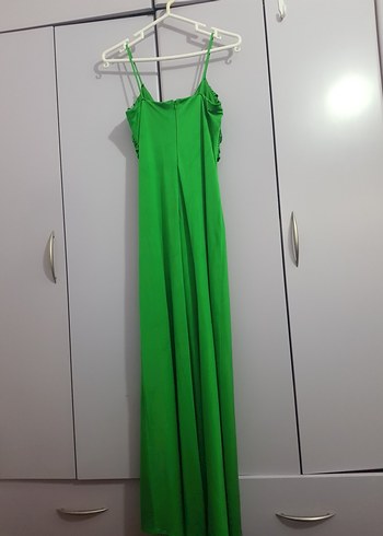 Yeşil Drapeli Uzun Abiye Elbise - Görsel 2