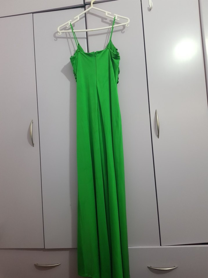 Yeşil Drapeli Uzun Abiye Elbise - Görsel 2
