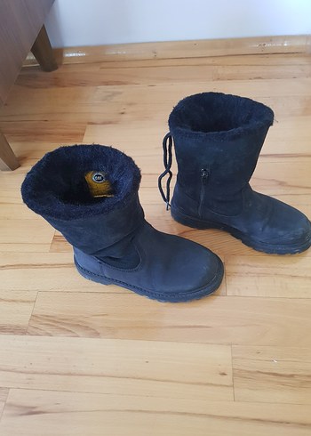 Siyah Süet Kürklü Kadın Dolgu Topuk Bot - Görsel 2