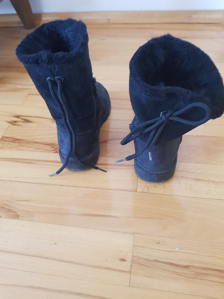 Siyah Süet Kürklü Kadın Dolgu Topuk Bot - Görsel 3