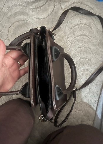 Kahverengi Deri Kadın Omuz Çantası - Görsel 2