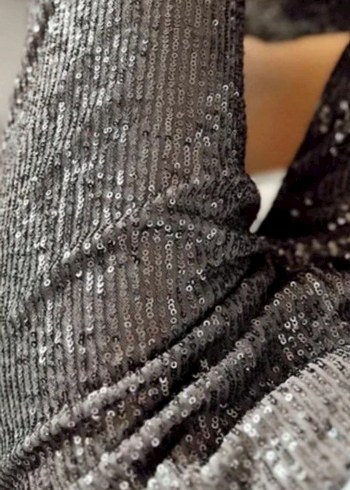 Gri Payetli Kadın Bol Kesim Pantolon - Görsel 3