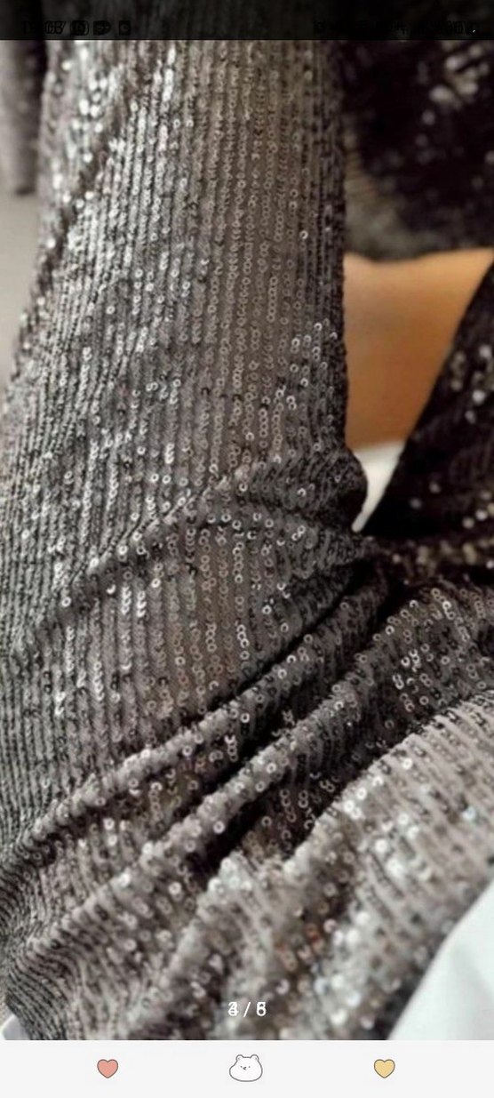 Gri Payetli Kadın Bol Kesim Pantolon - Görsel 3