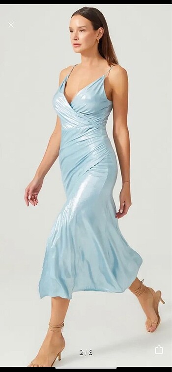 Adil ışık midi mavi elbise - Görsel 2