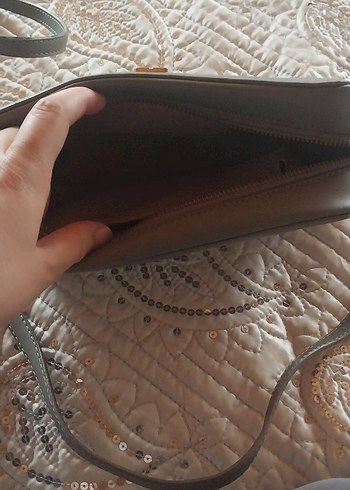 Beden gri Renk Gri Deri Kemerli Modern Klasik Çanta