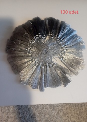 Gri İpek Görünümlü Püskül Saç Aksesuarı - Görsel 3