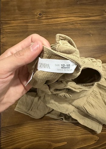 Kız Çocuk Bej Keten Fırfırlı Elbise - Görsel 3