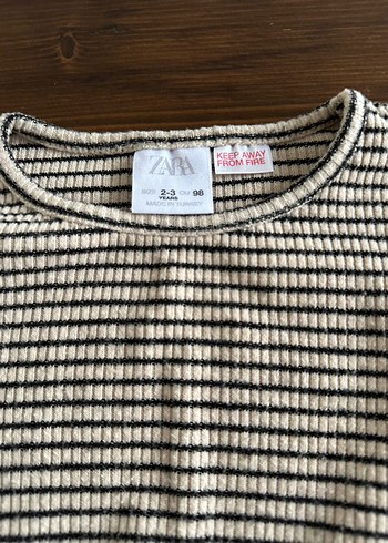 Kız Çocuk Gri Çizgili Keten Elbise - Görsel 3