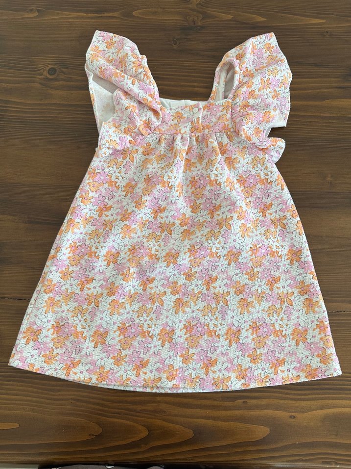 Çiçek Desenli Kız Çocuk Fırfırlı Elbise - Görsel 3