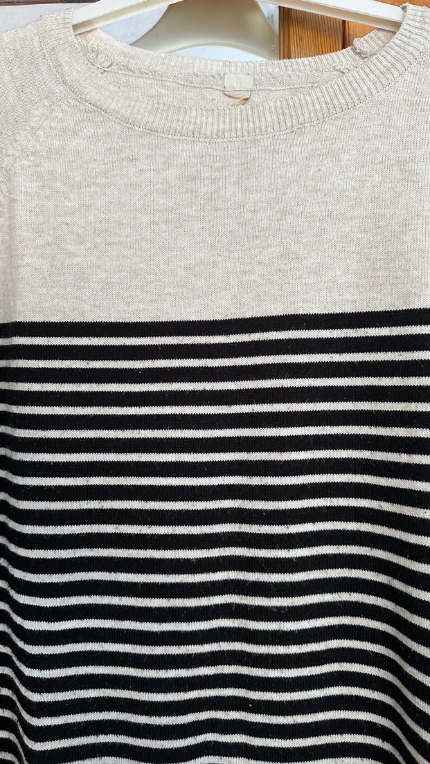 Gri Çizgili Uzun Kollu Triko Elbise - Görsel 3