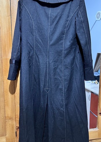 Düğmeli Uzun siyah Kadın Kaban - Görsel 6